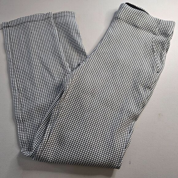 Max Studio Dress Pants Women's M Grey Black White Check Flat Front Pockets - Picture 8 of 16